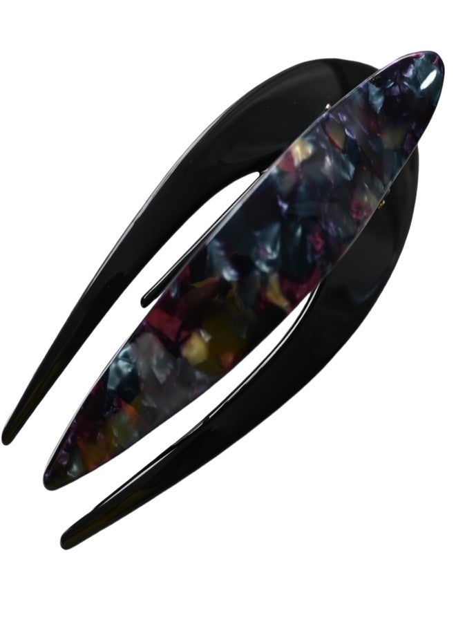 Prettyou Handmade Celluloid French Design Tortoise Shell Barrettes Side-slide Opening Duck Luxury Fashion Accessories Hair Clip Claw for Women (moonlight) - Image 1